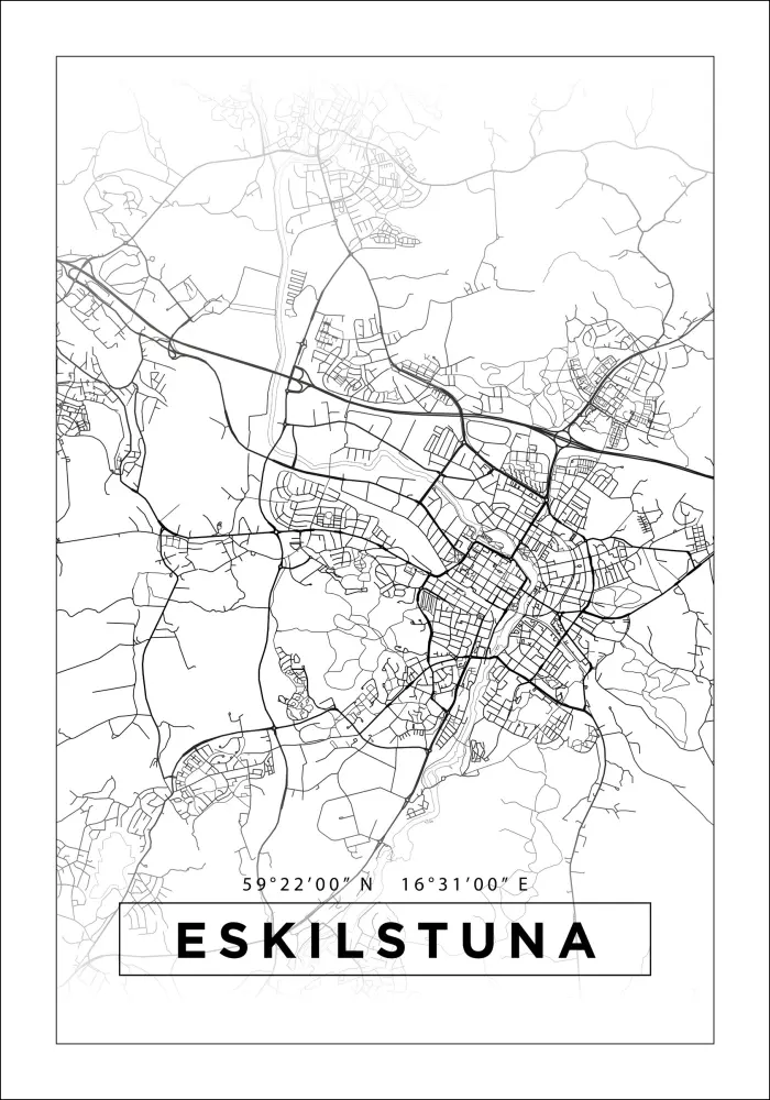 Mapa - Eskilstuna - Cartaz Branco