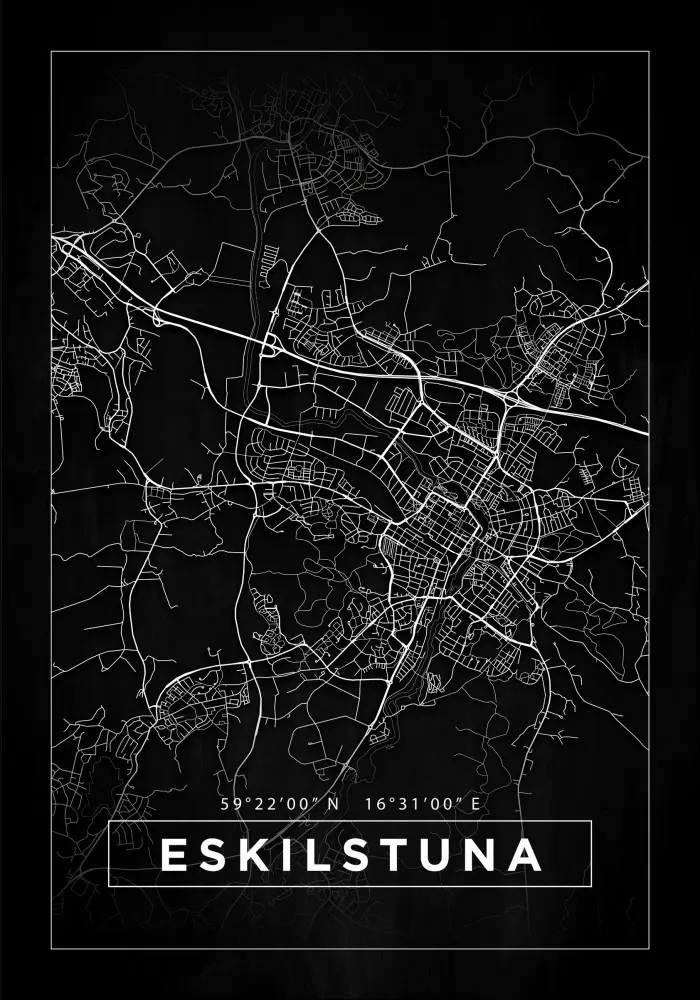 Mapa - Eskilstuna - Cartaz Preto