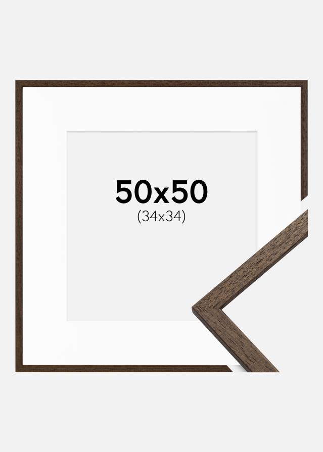 Moldura Edsbyn Nogueira 50x50 cm - Passe-partout Branco 35x35 cm
