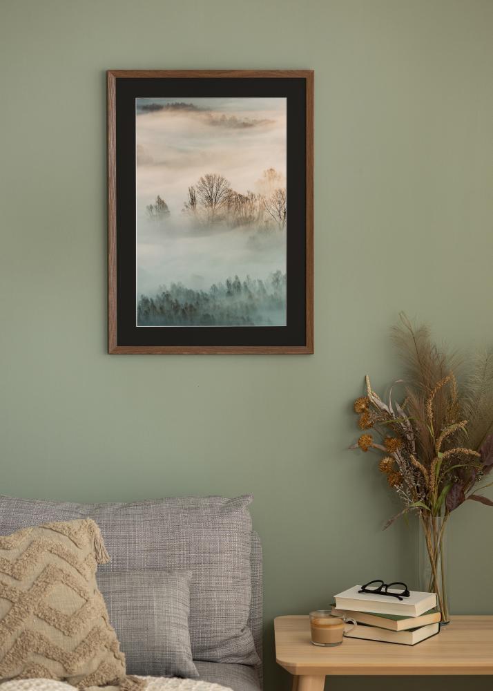 Moldura Fiorito Carvalho-escuro 40x50 cm - Passe-partout Preto 12x16 inches