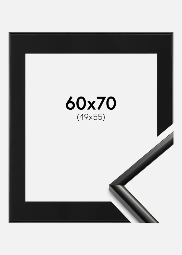 Moldura New Lifestyle Preto 60x70 cm - Passe-partout Preto 50x56 cm