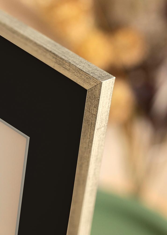 Moldura Galant Prateado 30x40 cm - Passe-partout Preto 18x27 cm