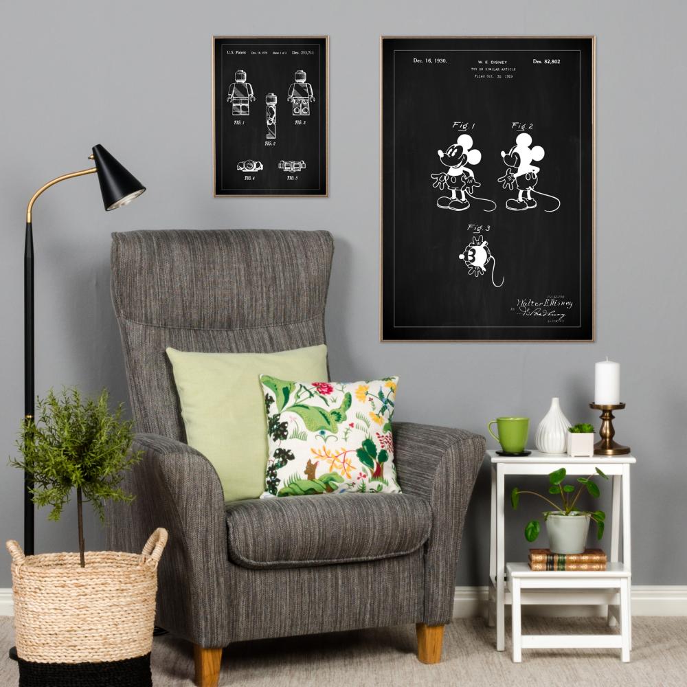 Desenho de patentes - Disney - Rato Mickey - Preto Póster