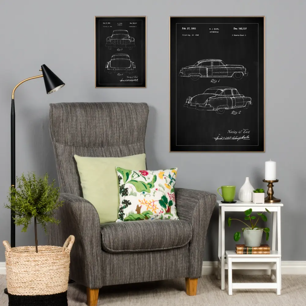 Desenho de patentes - Cadillac II - Preto Póster