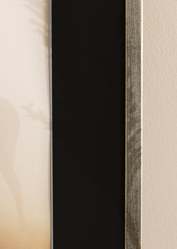 Moldura Galant Prateado 30x40 cm - Passe-partout Preto 18x27 cm