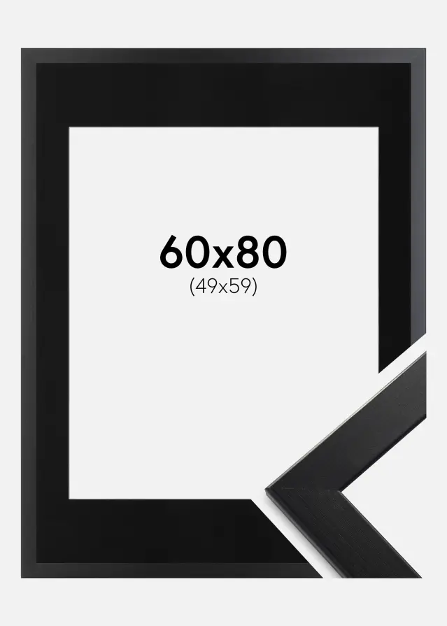 Moldura Trendline Preto 60x80 cm - Passe-partout Preto 50x60 cm