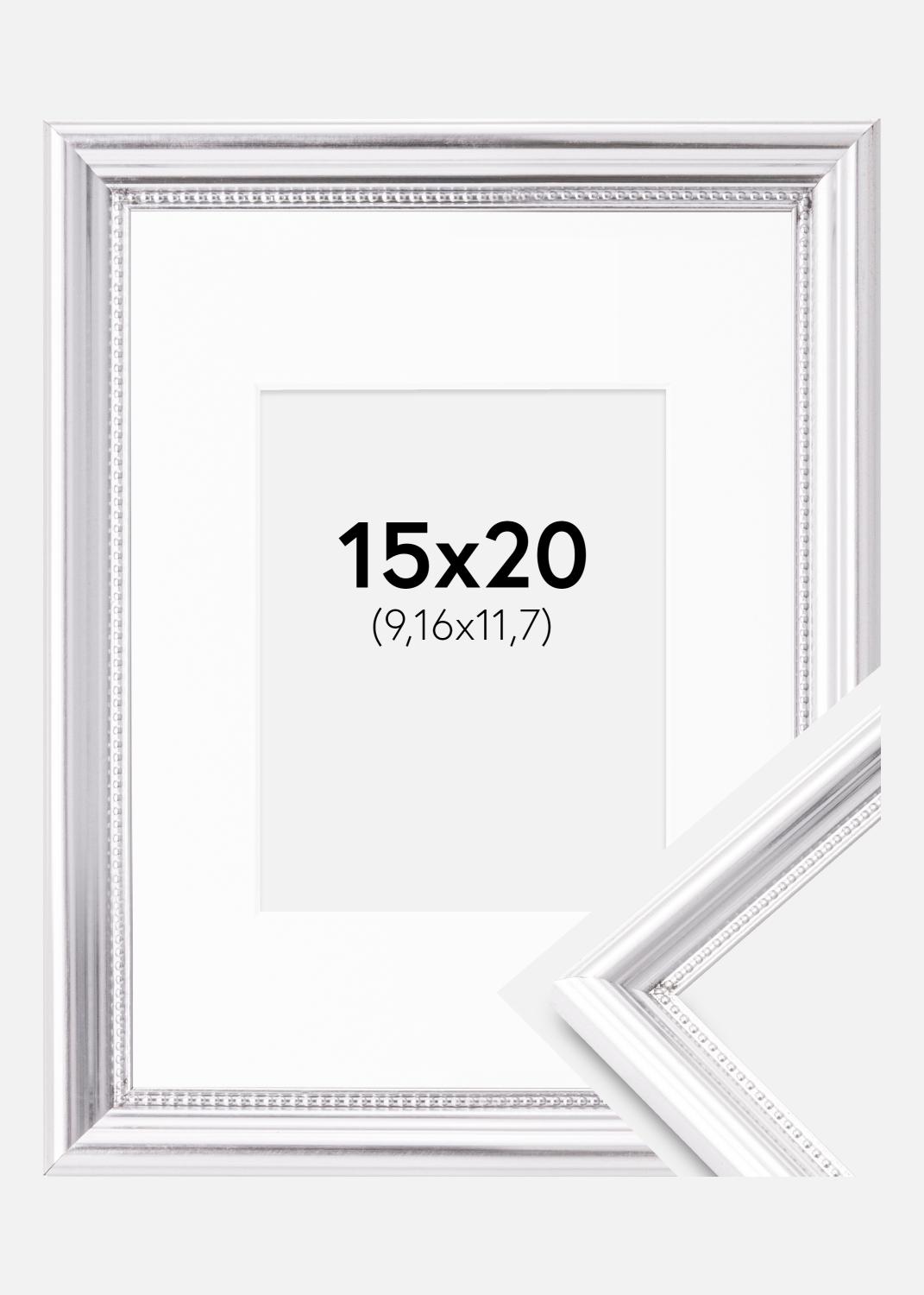 Product Image for Moldura Gala Prateado 15x20 cm - Passe-partout Branco 4x5 inches