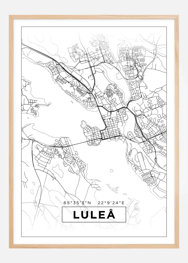 Mapa - Luleå - Cartaz Branco