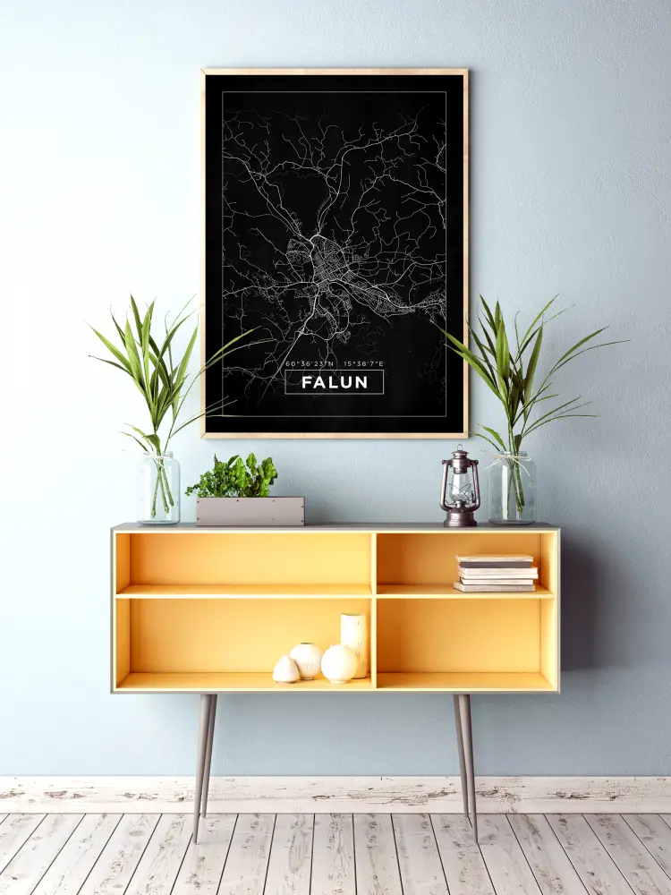 Mapa - Falun - Cartaz Preto