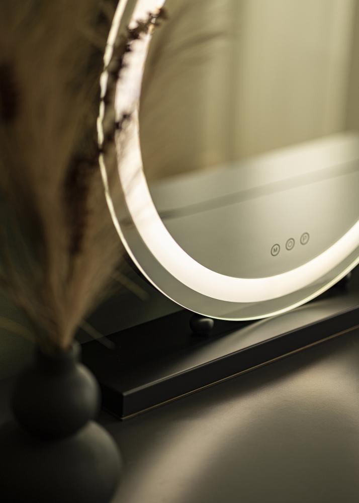 KAILA Espelho para toucador Round LED Preto 50 cm Ø