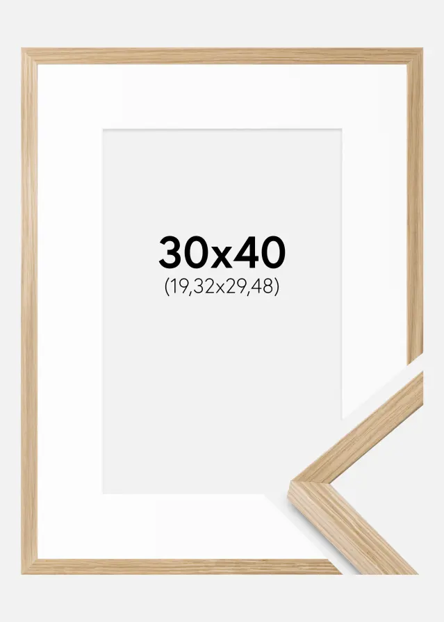 Moldura Soul Oak Veneer 30x40 cm - Passe-partout Branco 8x12 inches