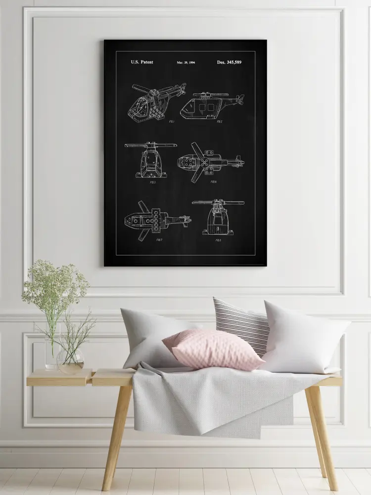 Patent Print - Lego Helicopter - Black Póster