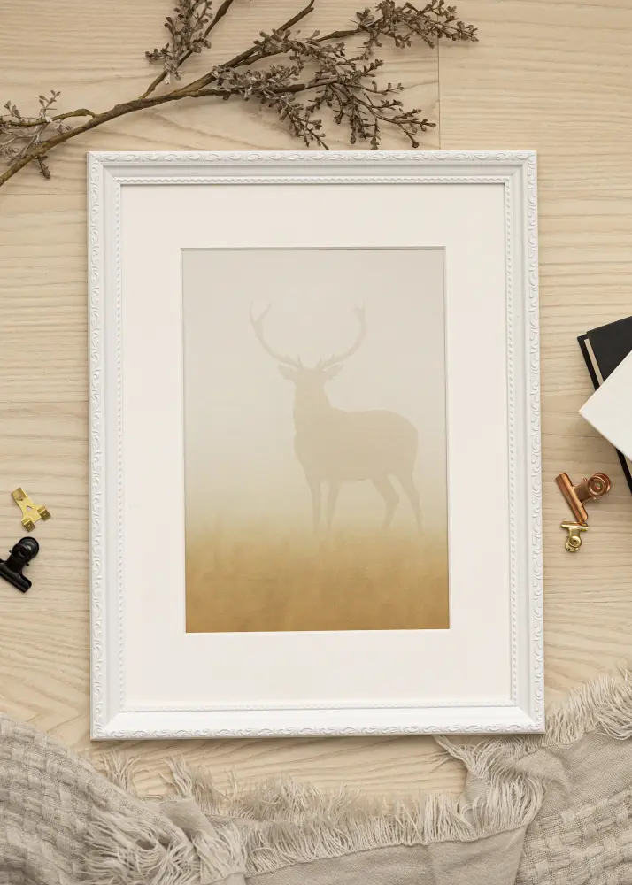Moldura Abisko Branco 20x30 cm - Passe-partout Branco 15x21 cm (A5)