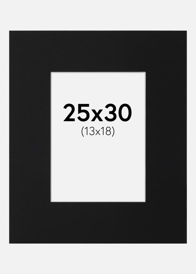 Passe-partout Preto Padrão (Bordo interior branco) 25x30 cm (13x18)
