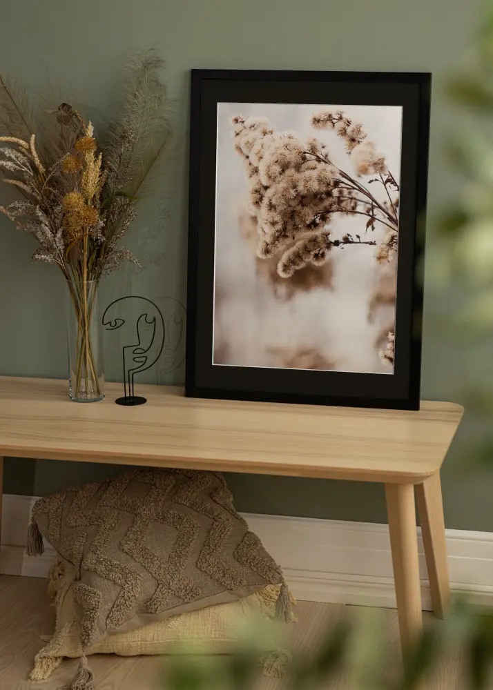 Moldura Black Wood 50x60 cm - Passe-partout Preto 37x46 cm