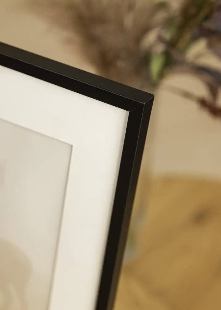 Moldura E-Line Preto 30x30 cm - Passe-partout Branco 8x8 inches