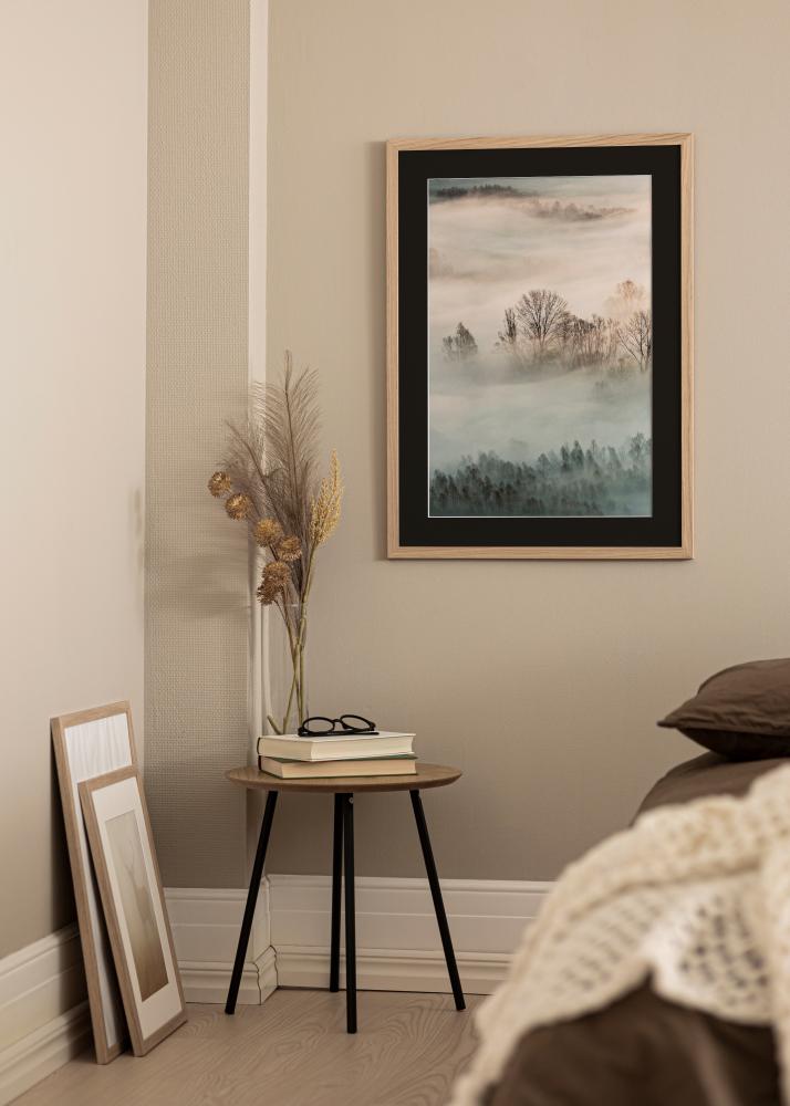 Moldura Oak Wood 18x24 cm - Passe-partout Preto 13x17 cm