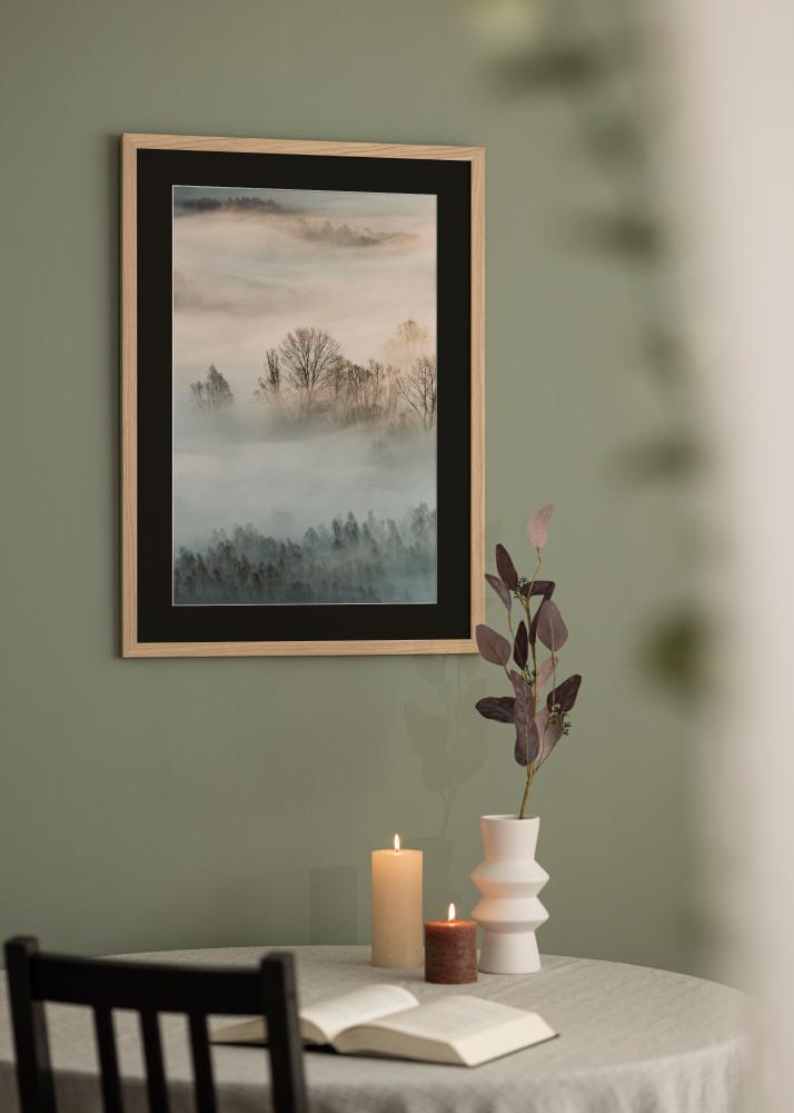 Moldura Oak Wood 18x24 cm - Passe-partout Preto 13x17 cm