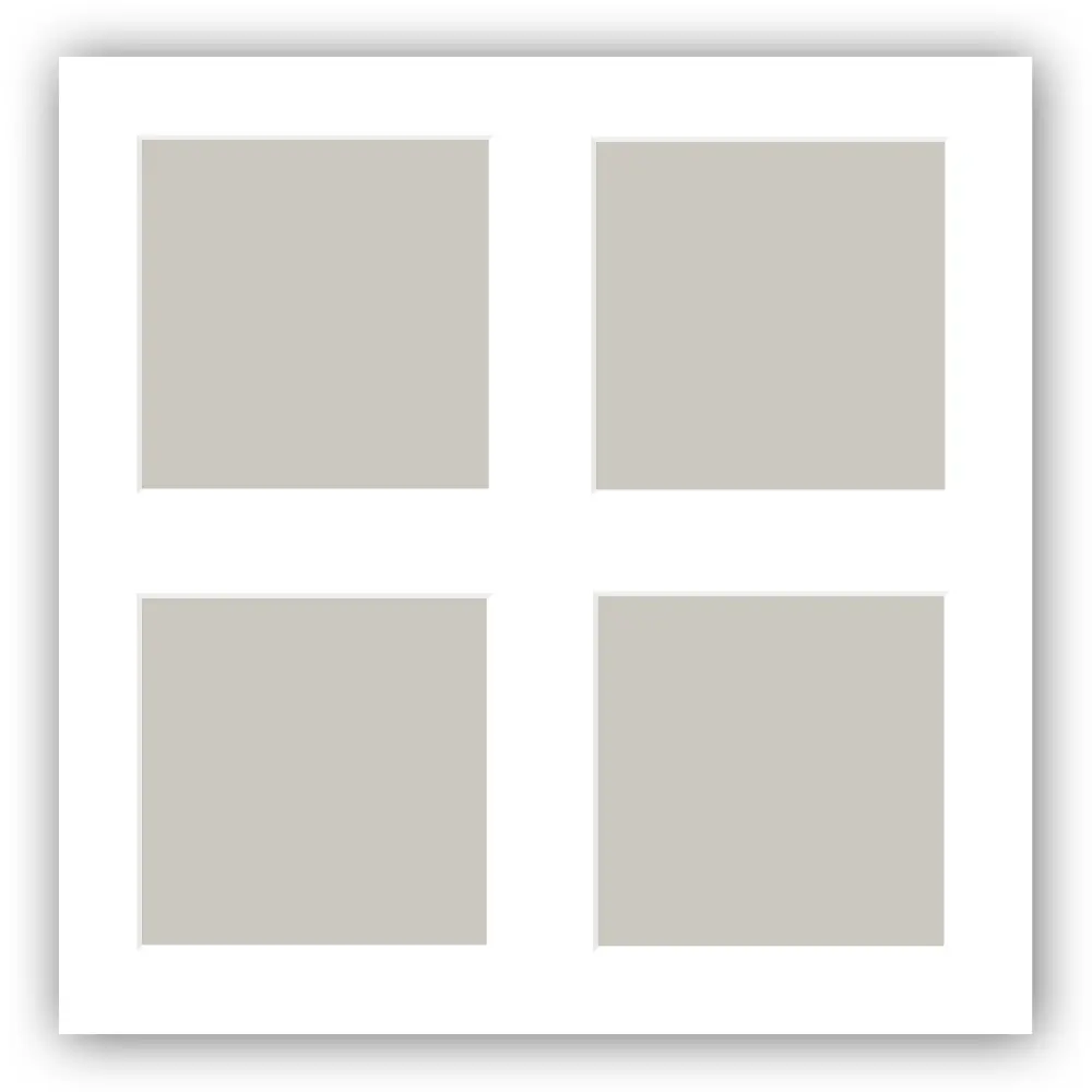 Passe-partout Branco 30x30 cm - Passe-partout p/ conjunto de 4 fotos (11x11 cm)