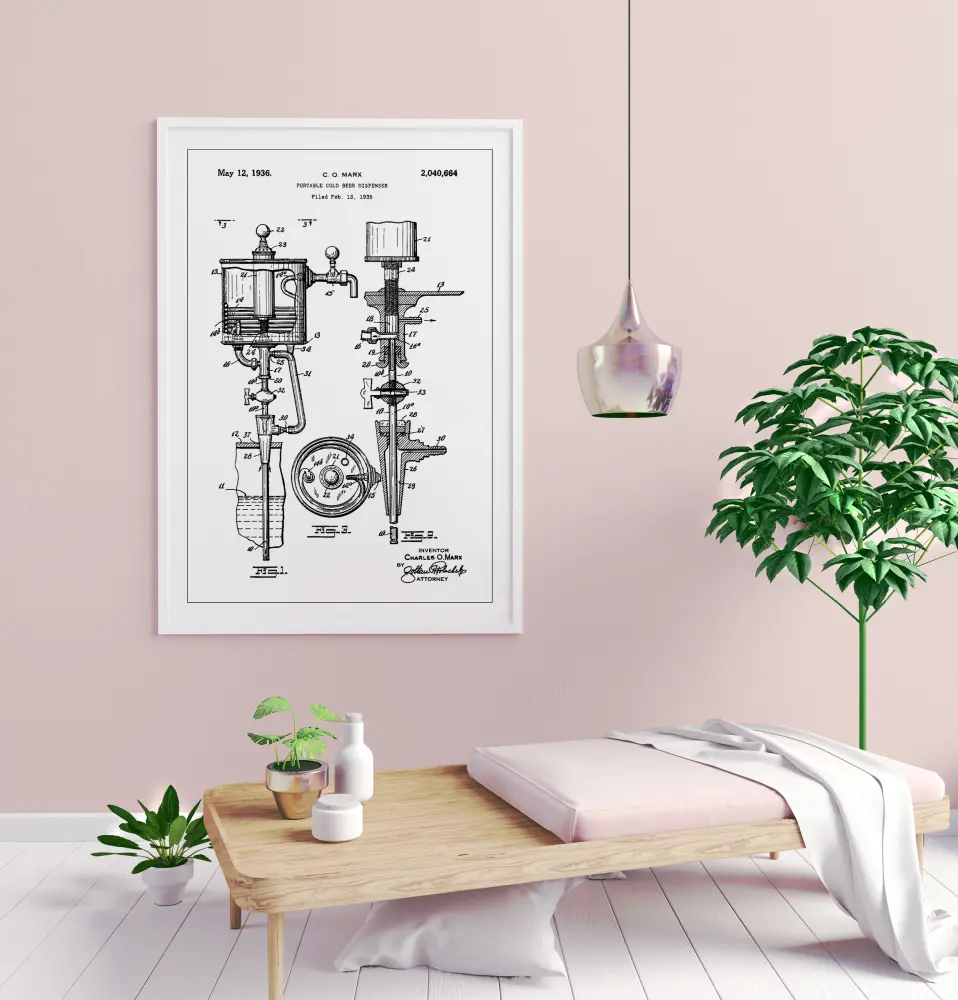 Patent Print - Portable Cold Beer Dispenser - White Póster