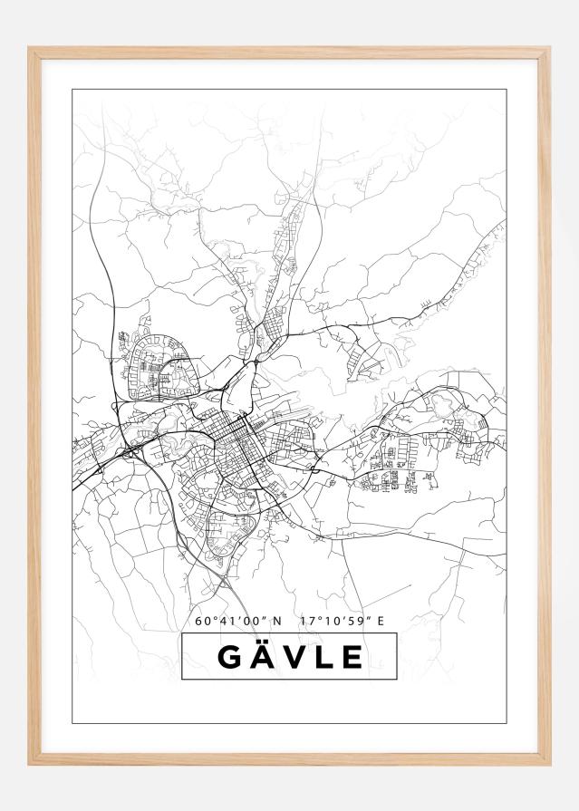 Mapa - Gävle - Cartaz Branco