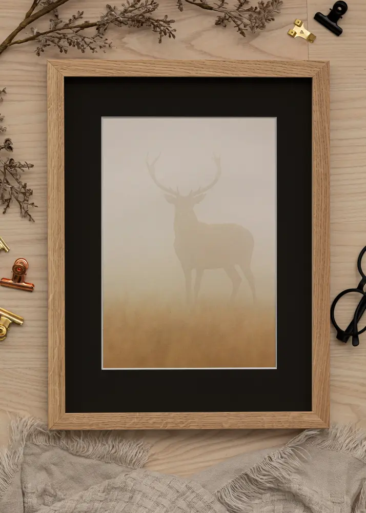 Moldura Oak Wood 13x18 cm - Passe-partout Preto 9x13 cm