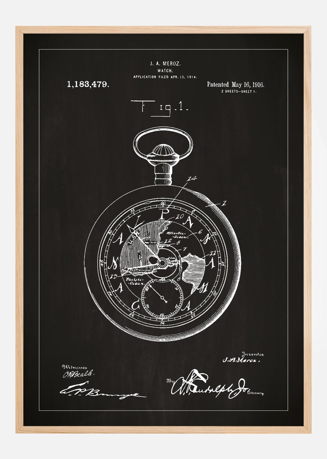 Product Image for Desenho de patentes - Relógio de bolso - Preto Póster (50x70 cm)