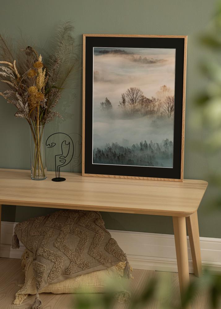 Moldura Oslo Carvalho 30x40 cm - Passe-partout Preto 21x29,7 cm (A4)