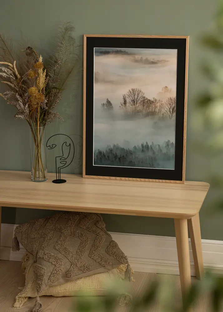 Moldura Oslo Carvalho 70x100 cm - Passe-partout Preto 59,4x84 cm (A1)