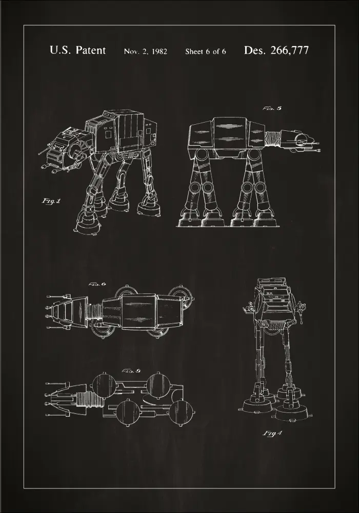 Desenho de patentes - Star Wars - Walker - Preto Póster