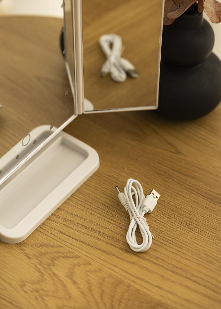 KAILA Espelho para toucador Tri-Fold Magnifying Branco 20x30 cm