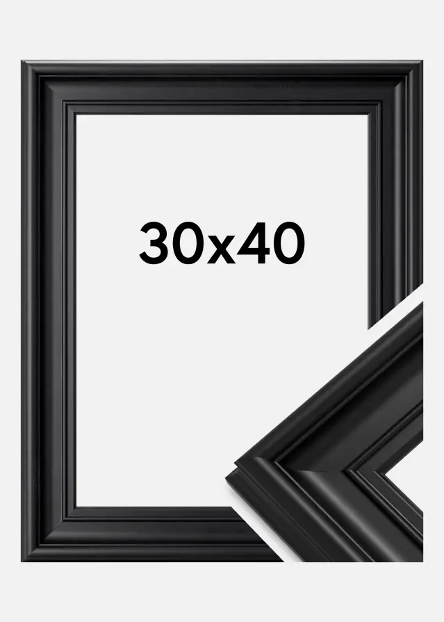 Moldura Mora Premium Vidro acrílico Preto 30x40 cm