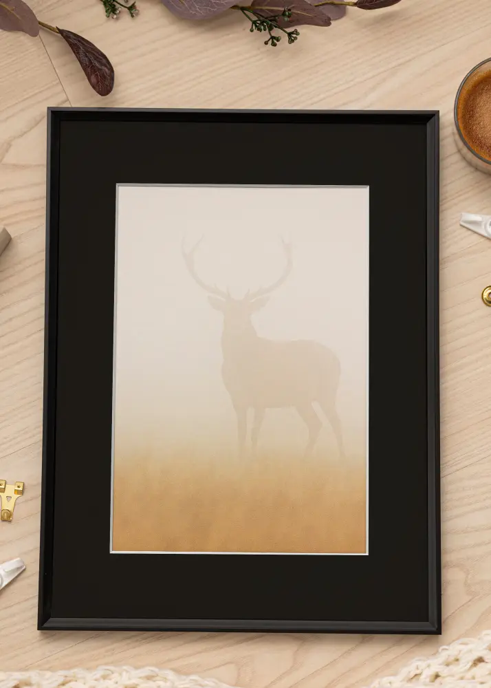 Moldura Desire Preto 60x80 cm - Passe-partout Preto 50x65 cm