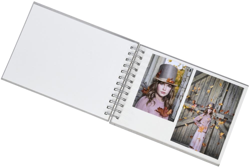 Base Line Canvas Wire-O Beige 23x17 cm (40 Páginas brancas / 20 folhas)