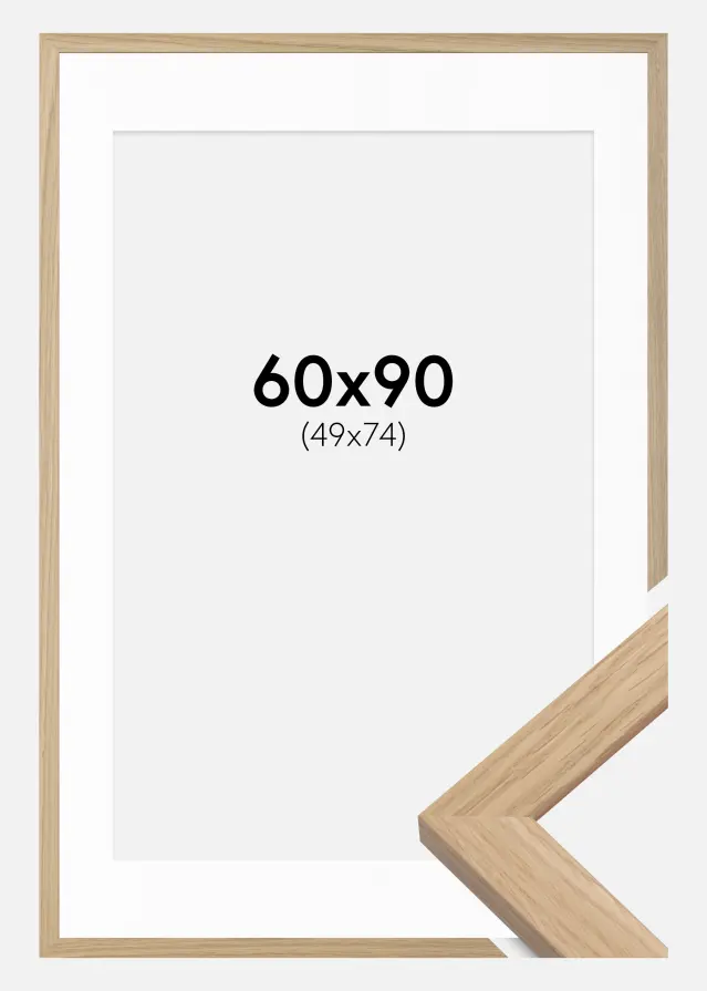 Moldura Oak Wood 60x90 cm - Passe-partout Branco 50x75 cm