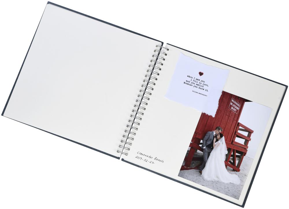 Base Line Canvas Wire-O Azul 30x30 cm (50 Páginas brancas / 25 folhas)