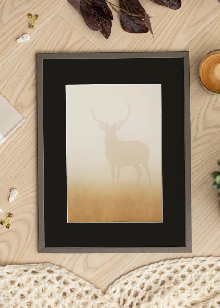 Moldura Edsbyn Grafite 30x40 cm - Passe-partout Preto 21x30 cm