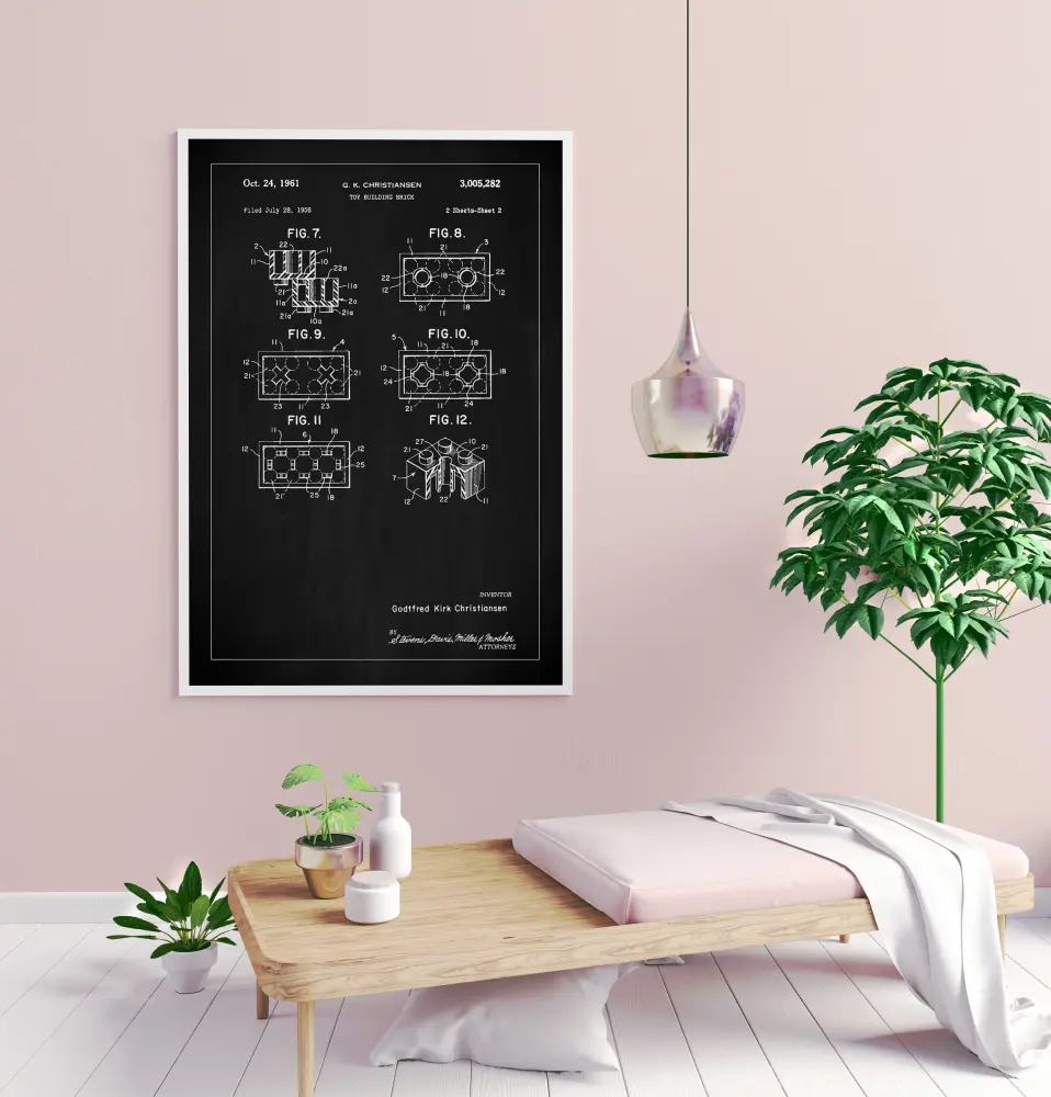 Patent Print - Lego Block II - Black Póster