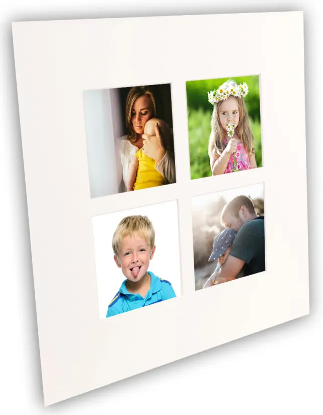 Passe-partout Branco 40x40 cm - Passe-partout p/ conjunto de 4 fotos (14x14 cm)
