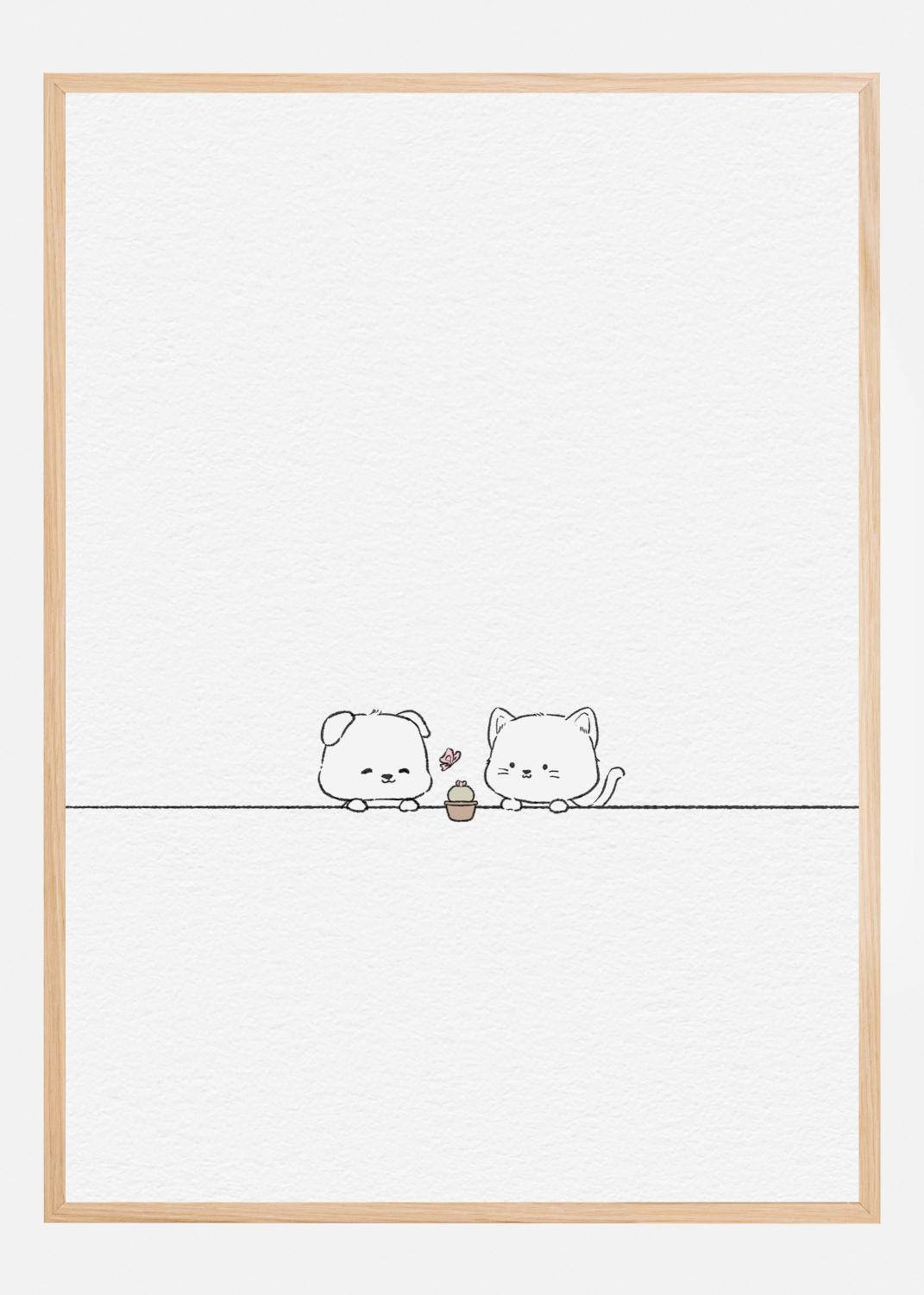 Product Image for Cat and Dog In Love Póster (21x29.7 cm (A4))