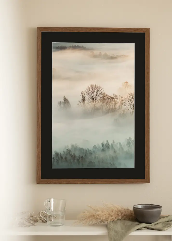 Moldura Fiorito Carvalho-escuro 50x70 cm - Passe-partout Preto 42x59,4 cm (A2)