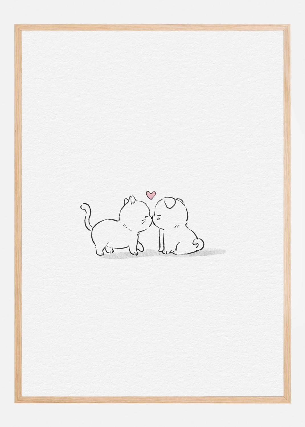 Product Image for Cat and Dog In Love Póster (21x29.7 cm (A4))