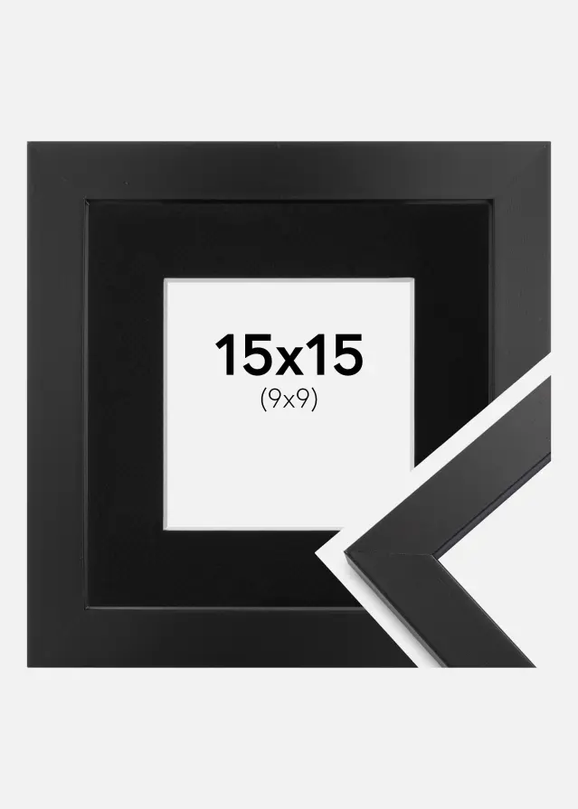 Moldura Black Wood 15x15 cm - Passe-partout Preto 10x10 cm