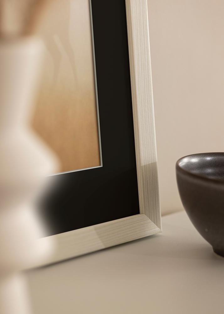 Moldura Fiorito Branco 40x60 cm - Passe-partout Preto 25x50 cm