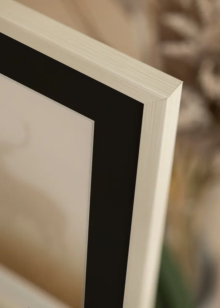 Moldura Fiorito Branco 40x50 cm - Passe-partout Preto 29,7x42 cm (A3)