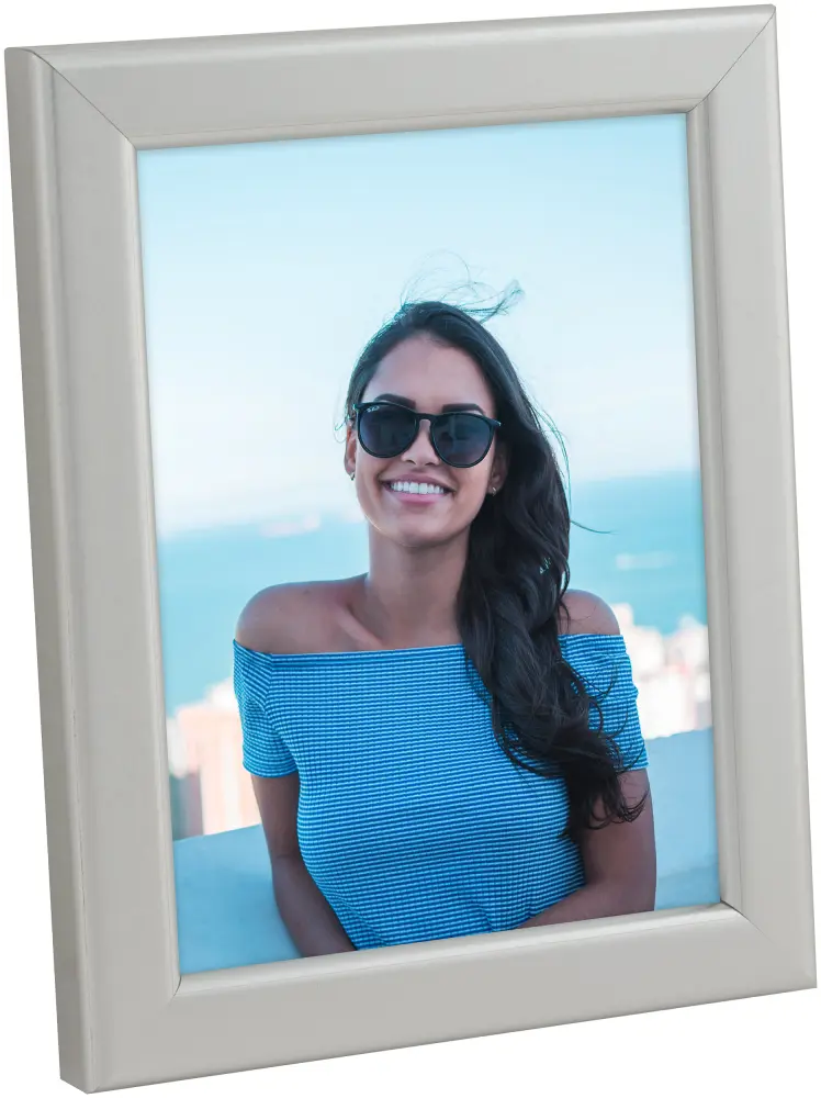 Moldura Slim Mate Vidro antirreflexo Prateado 9x12 cm