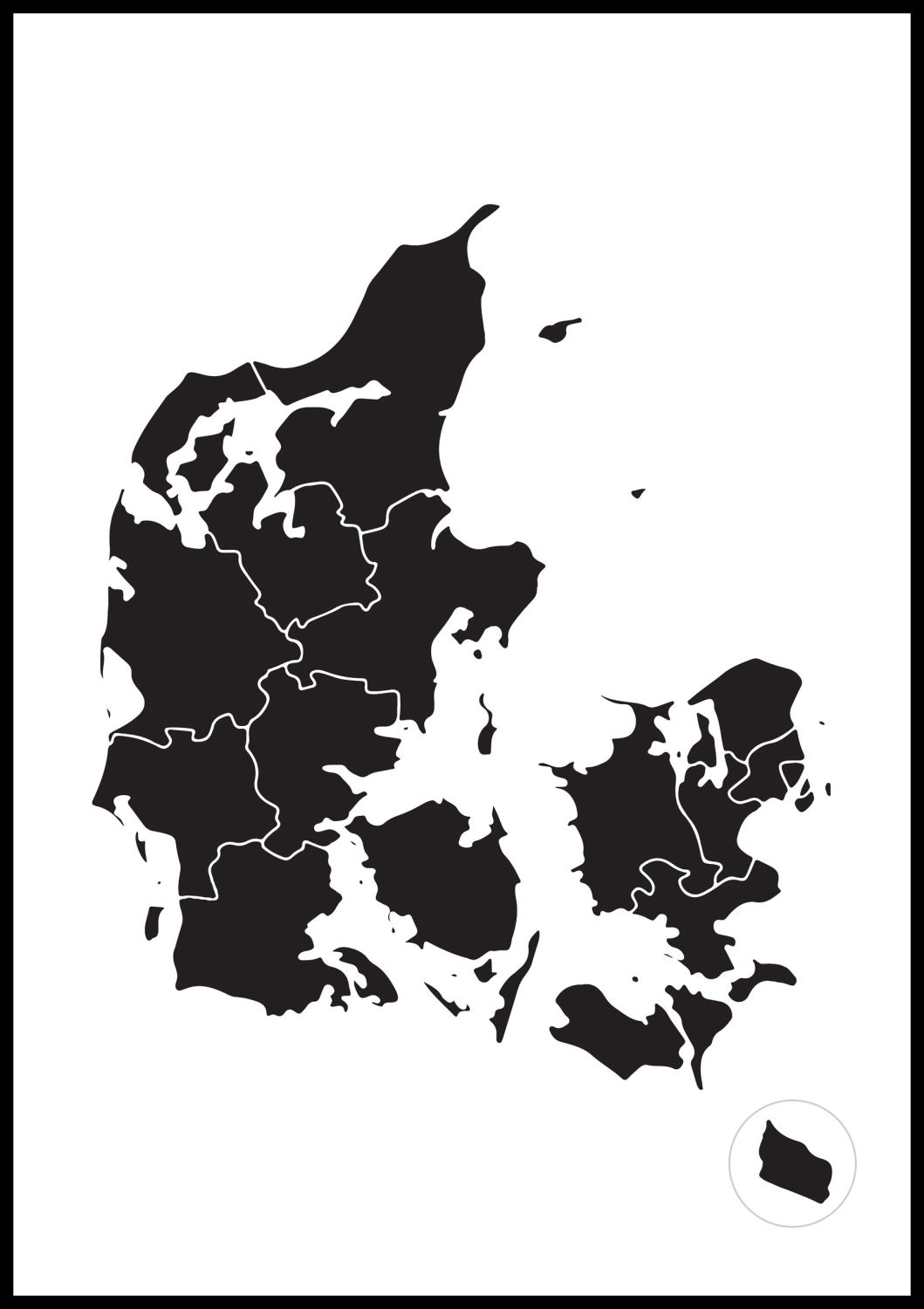 Product Image for Mapa - Danmfolha - Preto Póster (21x29.7 cm (A4))