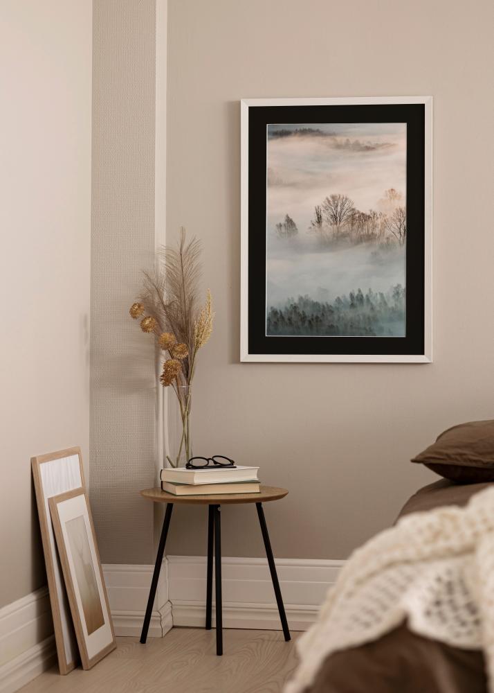 Moldura Fiorito Branco 40x60 cm - Passe-partout Preto 25x50 cm