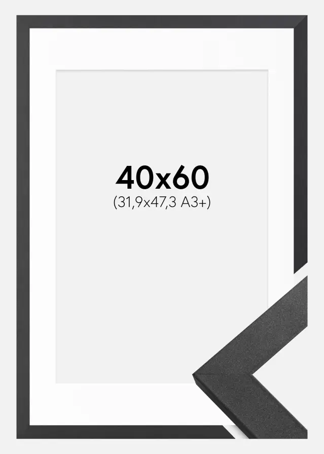 Moldura Graphite Wood 40x60 cm - Passe-partout Branco 32,9x48,3 cm (A3+)