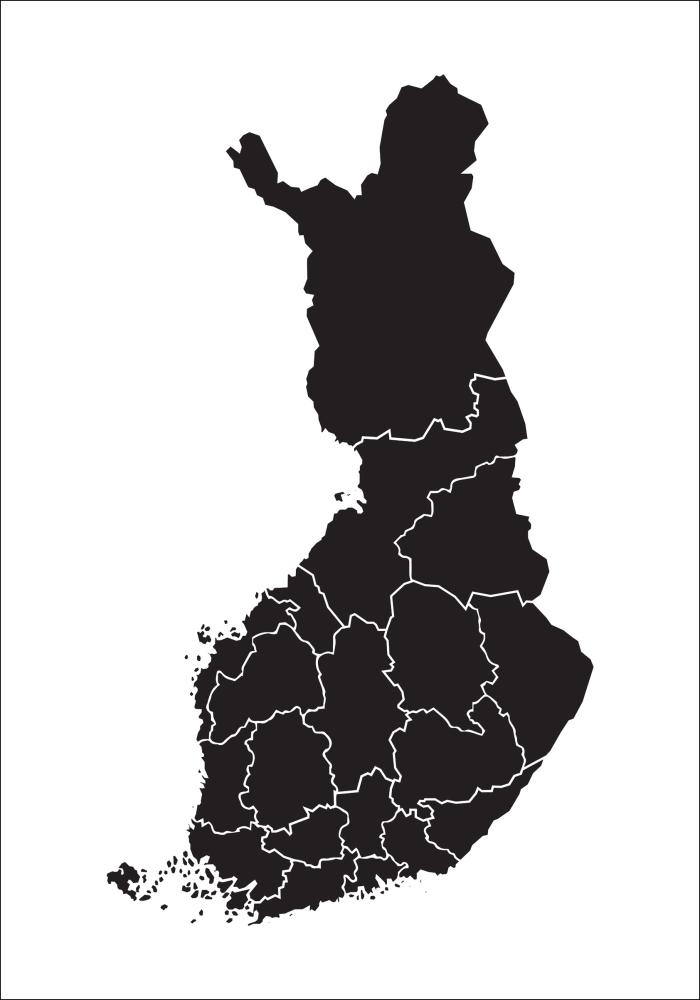 Mapa - Finland - Preto Póster